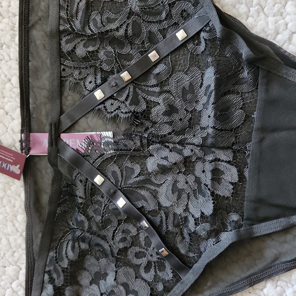 Adore Me Emmeline Unlined Panty Grey Lace & Studs Plus Size 2x New with Tags - Picture 4 of 10